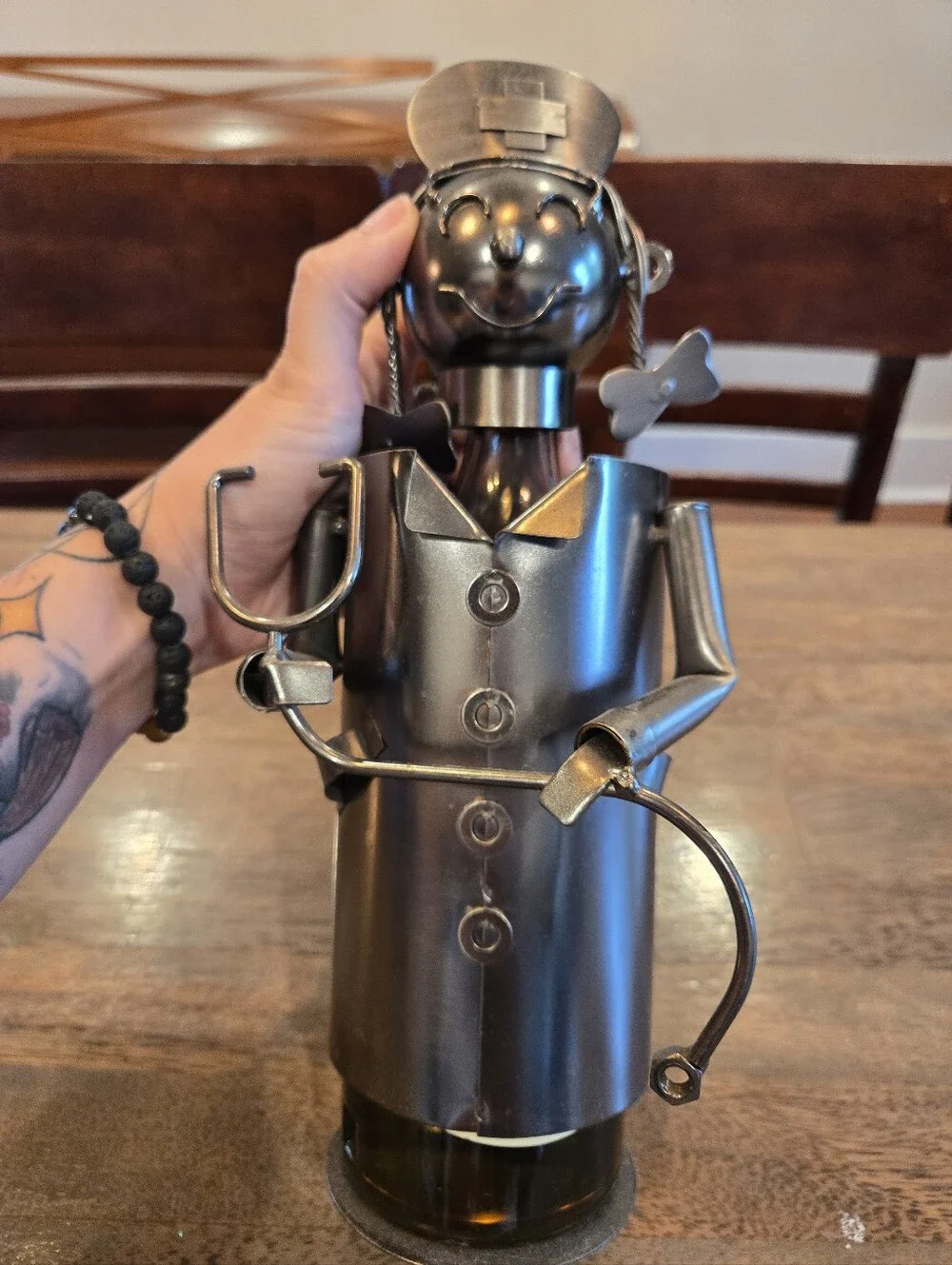 Decorative Metal Nurse Wine Bottle Holder